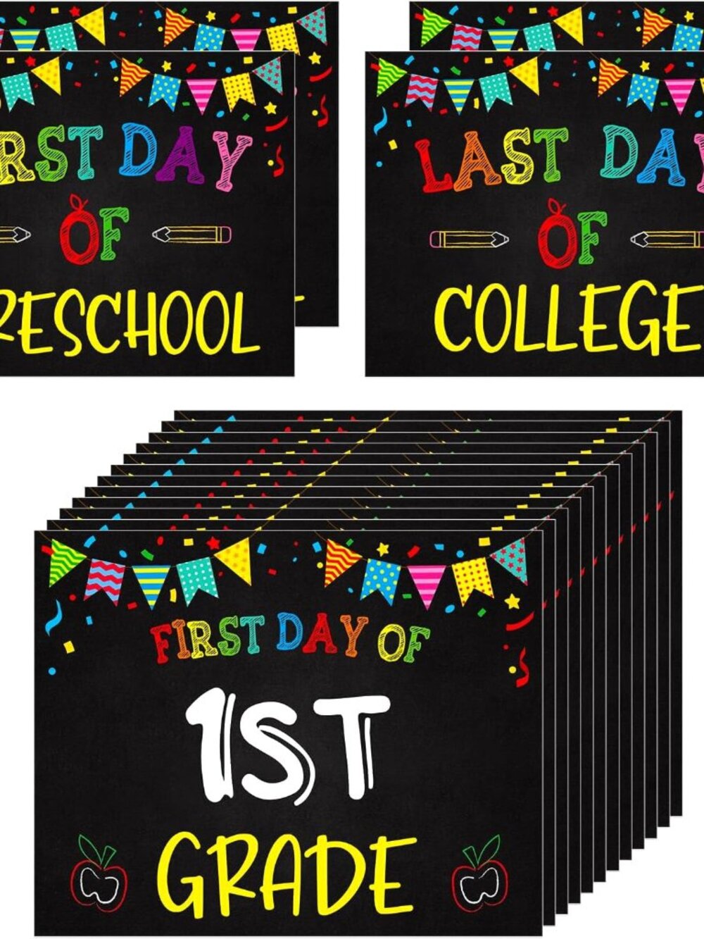 16 Pcs First & Last Day of School Signs Double Sided Photo Prop